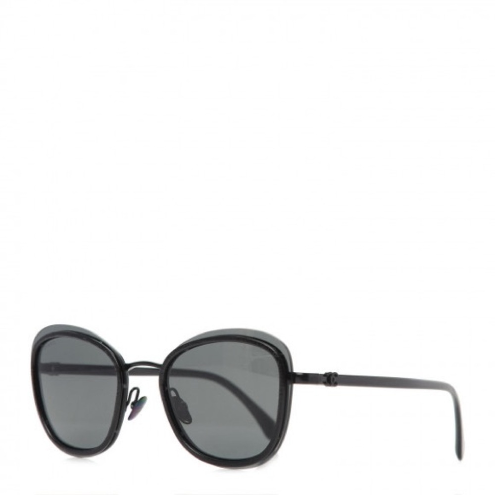 CHANEL Sunglasses Black Grey